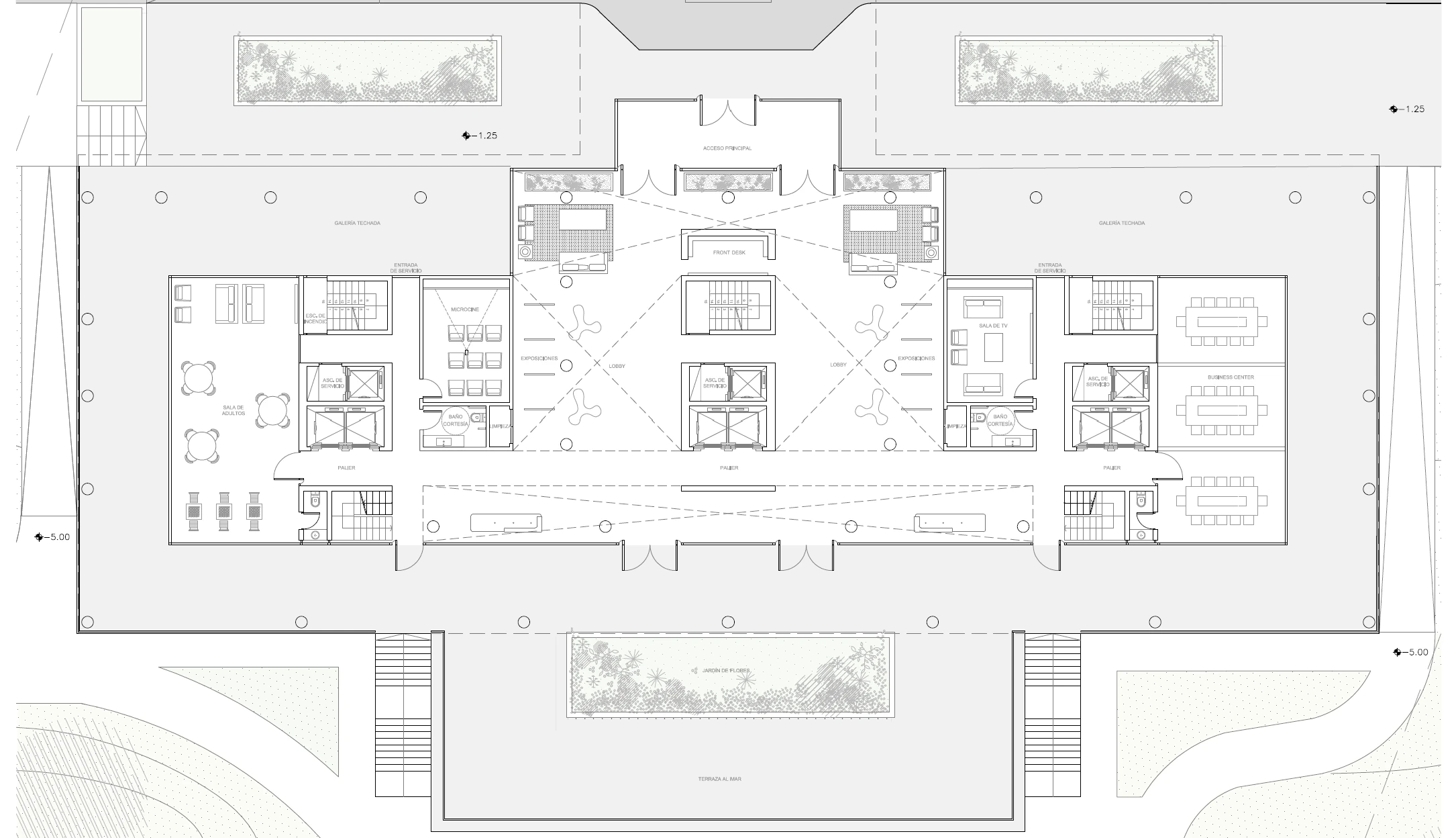 Planta baja del Venetian con lobby y amenities