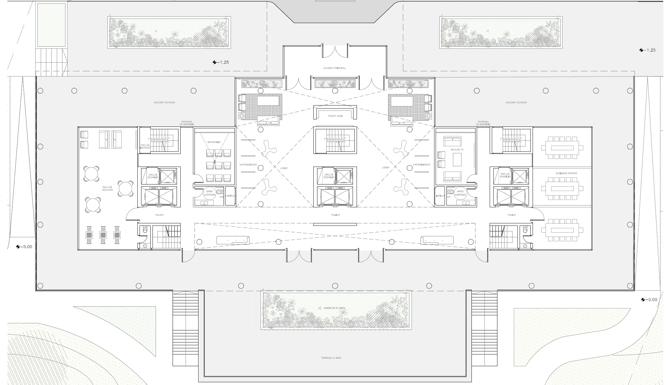 Planta baja del Venetian con lobby y amenities