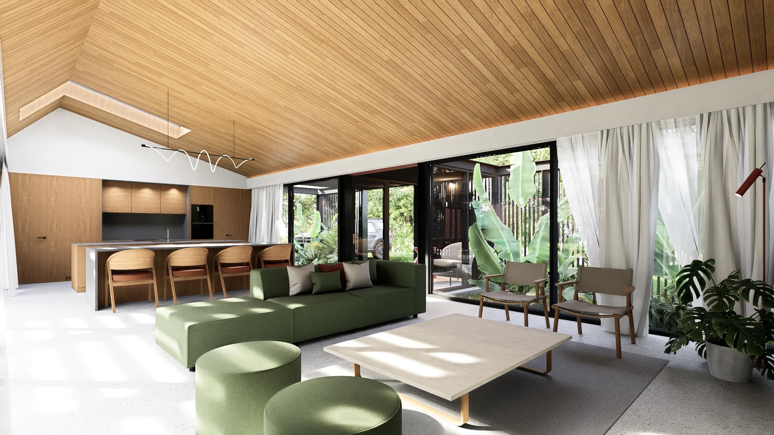 Living comedor y cocina integrados Casa J