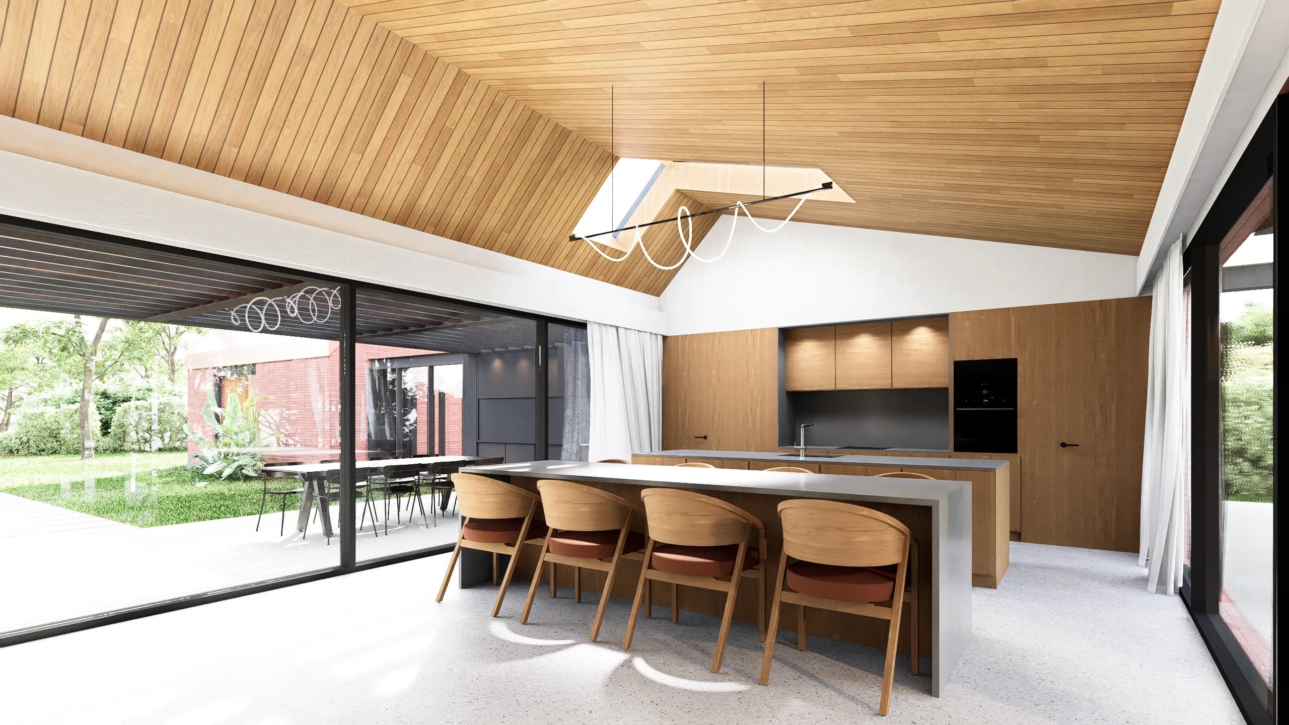 Cocina con isla central Casa J