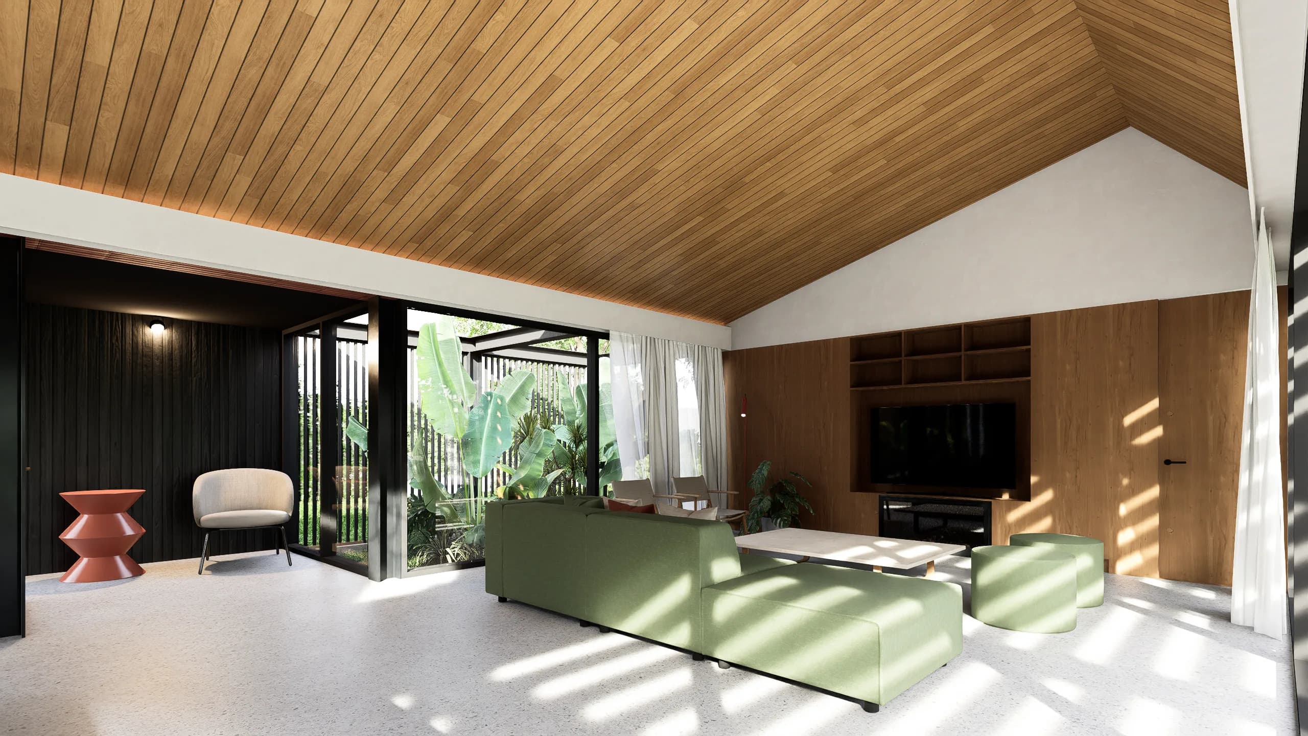Living con apertura al exterior Casa J