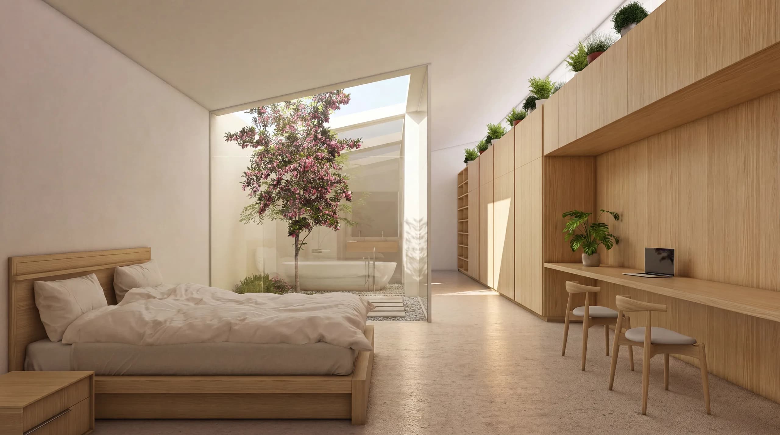 Dormitorio principal con patio privado Chacra la Social